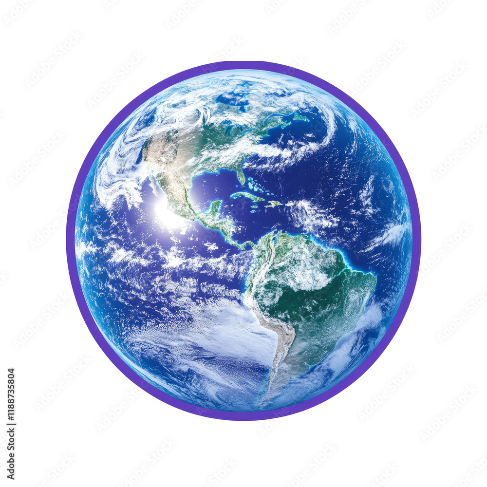 Earth Globe with Purple Border - Global View of Planet Earth Earth Globe with Purple Border - Global View of Planet Earth