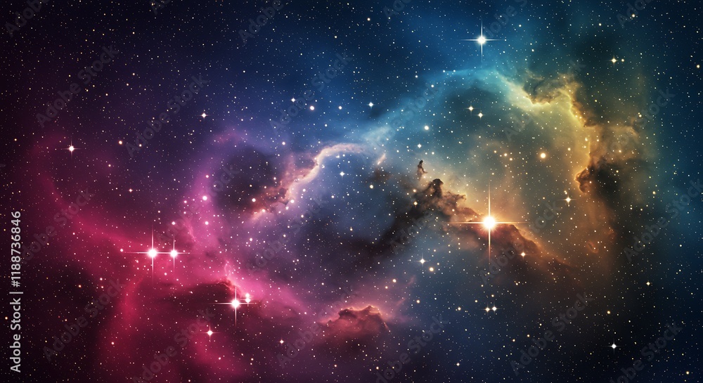 Fototapeta premium Cosmic Nebula Starry Night Sky Galaxy Background Space Exploration