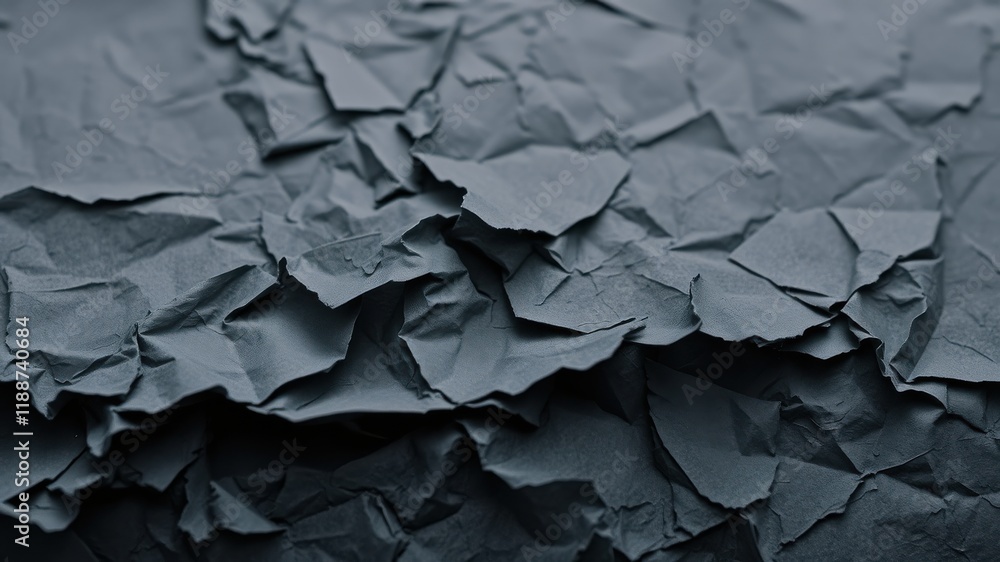 Fototapeta premium Abstract Texture of Deep Gray Crumpled Paper Background