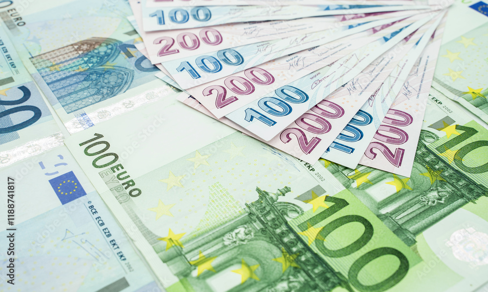 euro currency euro and turkish lira in a row. euro currency euro and turkish lira in a row.