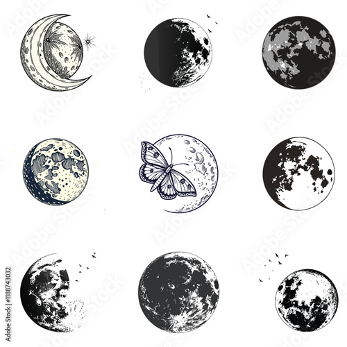 full moon isolated vector illustration