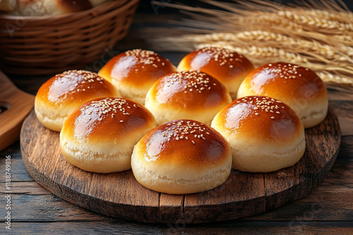 different types of freshly baked breads photo