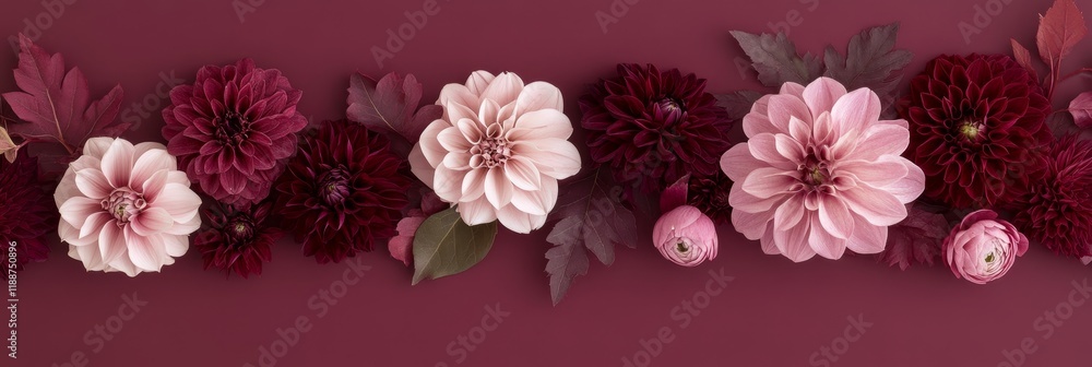 custom made wallpaper toronto digitalFloral Row on Mauve Burgundy, Pink, Garnet Blossoms Composition Background, Design Space