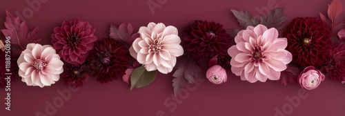 Wallpaper Mural Floral Row on Mauve Burgundy, Pink, Garnet Blossoms Composition Background, Design Space Torontodigital.ca