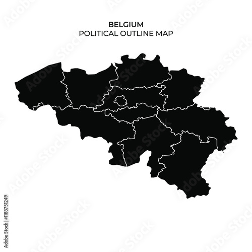 Belgium political map with clear admin divisions