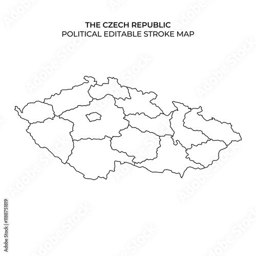 Czech Republic political map with regions and borders