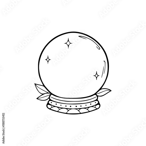a line art drawing of a crystal ball illustration
