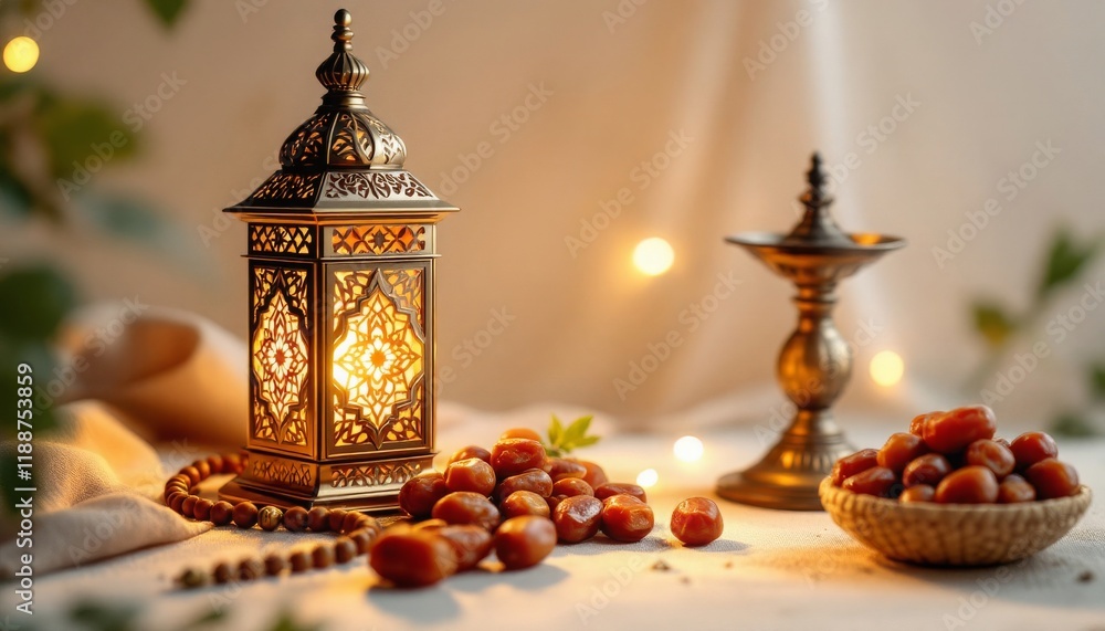 Ramadan Lantern, Dates, and a Spiritual Atmosphere Ramadan Lantern, Dates, and a Spiritual Atmosphere