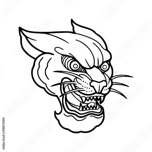 a line art drawing head of a tiger illustration