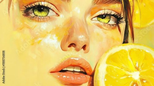 Radiant Portrait of a Woman with Lemons