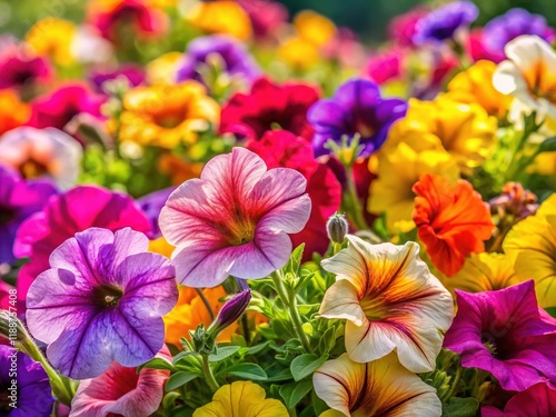 Colorful Petunia Flowerbed: A Stunning Display of Multicolored Petunias