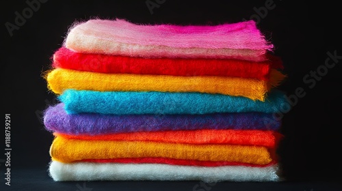 A Stack of Vibrant Colorful Fabrics