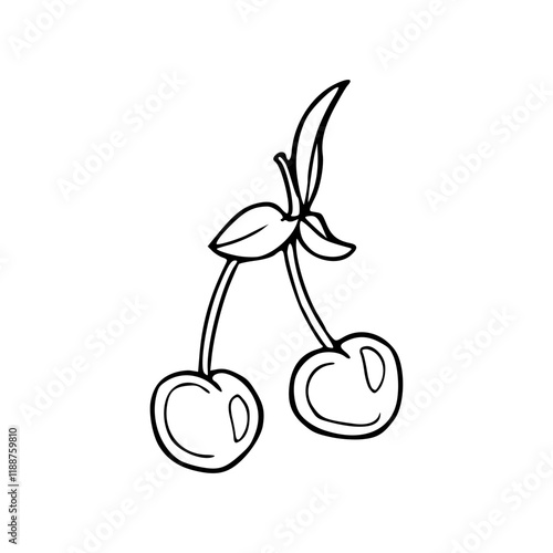 A line art drawing of a cherry coloring page