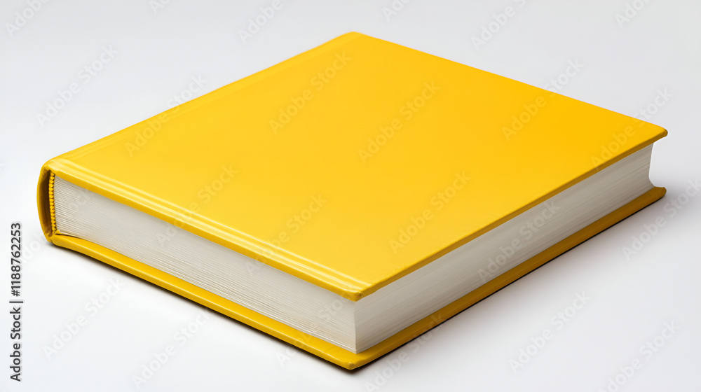 Close-up notebook in a bright yellow cover on the white background , education book, business book,Stylish office book Close-up notebook in a bright yellow cover on the white background , education book, business book,Stylish office book