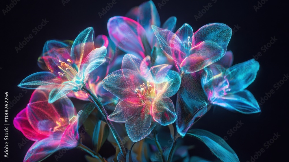 Glowing Floral Digital Art Glowing Floral Digital Art