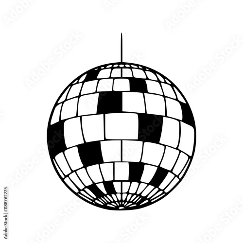 A line art drawing of a disco ball isolated on white