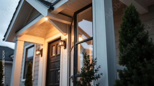 Wallpaper Mural Modern House Exterior at Dusk: Elegant Home Design and Architecture Torontodigital.ca