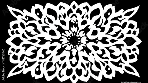 Obraz na płótnie Abstract White Floral Design On Black Background w salonie