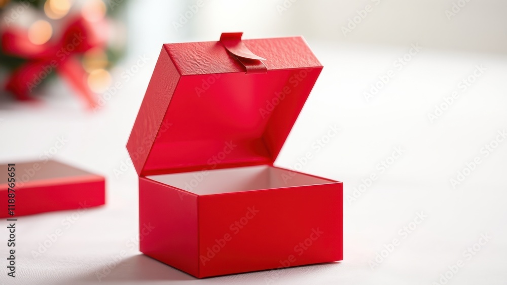 custom made wallpaper toronto digitalA Partially Opened Red Gift Box on a White Surface with a Blurred Festive Background