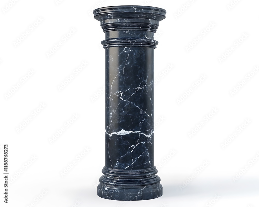 3D render of a luxurious marble pillar in classic navy blue, isolated on white, front view, ultra-detailed, 3D render of a luxurious marble pillar in classic navy blue, isolated on white, front view, ultra-detailed,