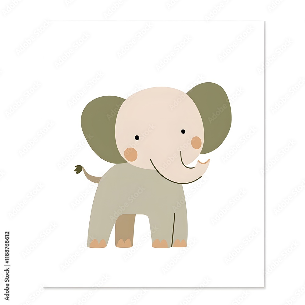 Fototapeta premium Adorable Elephant Minimalist Poster for Children s Room or Nursery Decor
