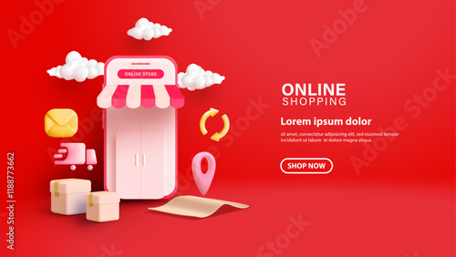 online shopping concept illustration, mobile phone store