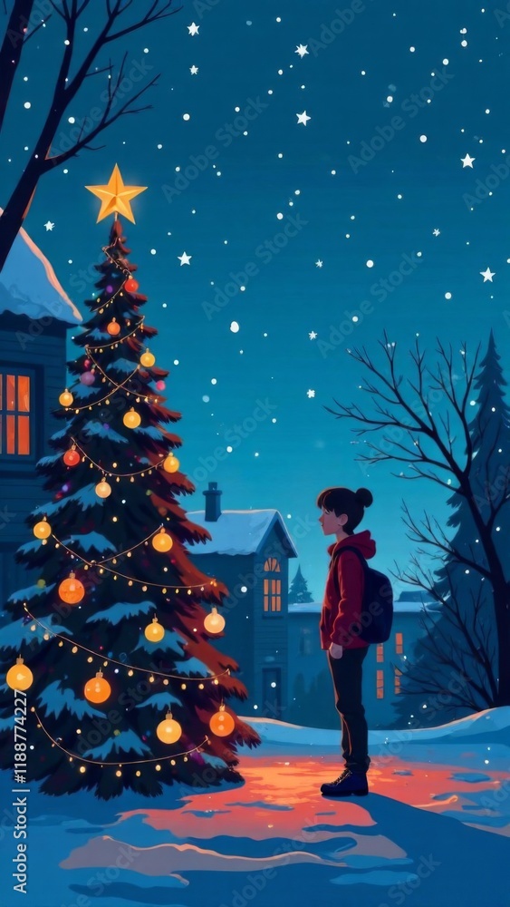 Obraz premium child on the christmas tree