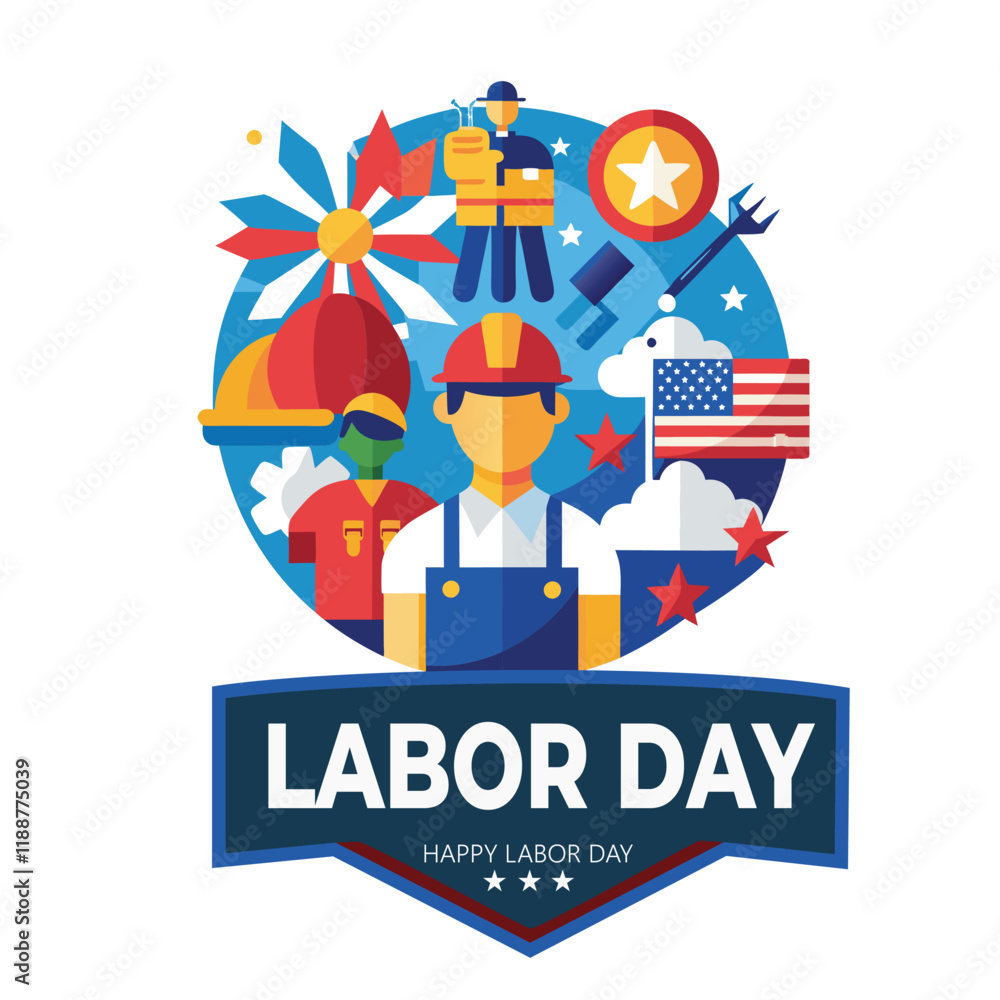 Obraz premium USA labor day Flat design background