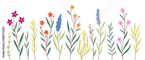 set of spring flowers