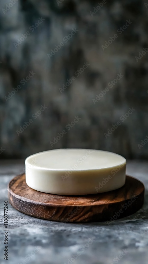 Elegant White Cylinder on Rustic Wooden Board Minimalist Product Display Mockup Elegant White Cylinder on Rustic Wooden Board Minimalist Product Display Mockup
