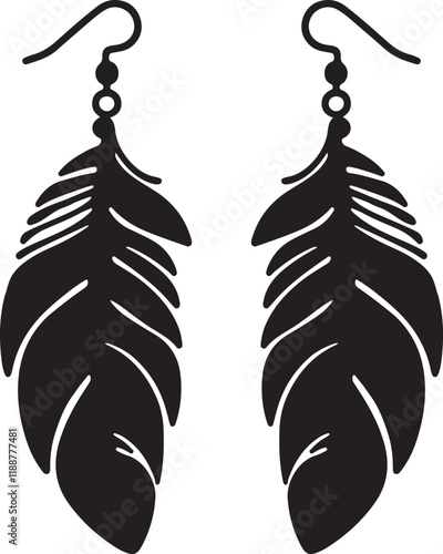 feather laser cut earrings template silhouette vector art illustration