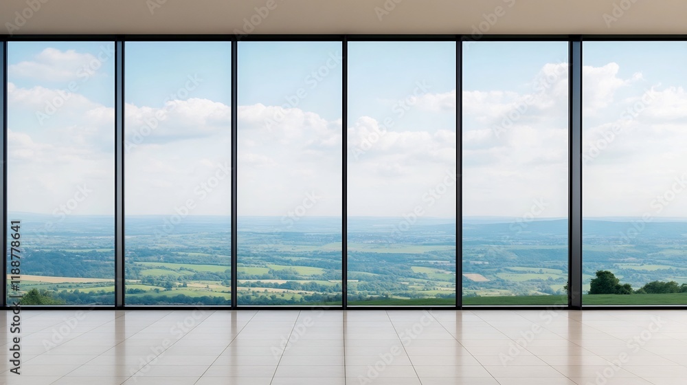 Fototapeta premium Cleaning Glass Window with Picturesque Countryside View