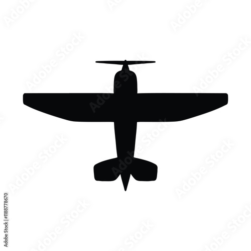 icon airplane with propeller, hang glider silhouette vector monochrome