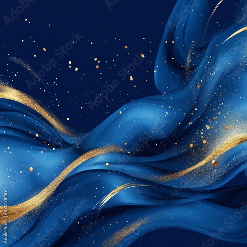 This piece showcases a stunning abstract background with deep blue textures and gold accents, perfect for luxury projects, adding sophistication and elegance to elevate your designs appeal