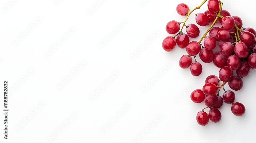 Juicy Red Grapes in Minimalistic Studio Setting on White Background Juicy Red Grapes in Minimalistic Studio Setting on White Background