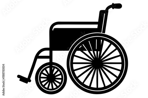 Wheelchair Black silhouette on white background. vector illustration.