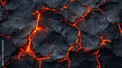 liquid red-hot lava flows on the ground