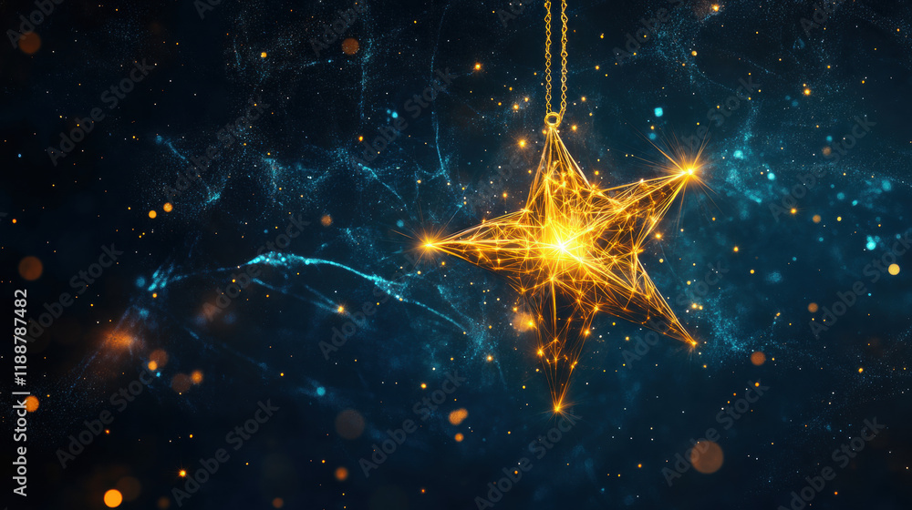 Good luck, A glowing star charm hanging from a necklace, showcasing intricate details and vibrant colors, perfect for jewelry and accessory themes in stock images. Good luck, A glowing star charm hanging from a necklace, showcasing intricate details and vibrant colors, perfect for jewelry and accessory themes in stock images.