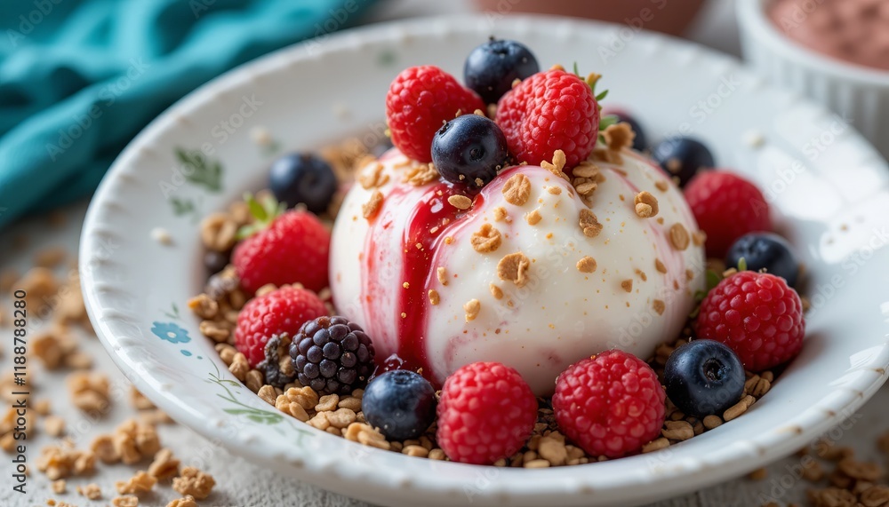 Healthy breakfast. Yogurt with granola and berries Healthy breakfast. Yogurt with granola and berries