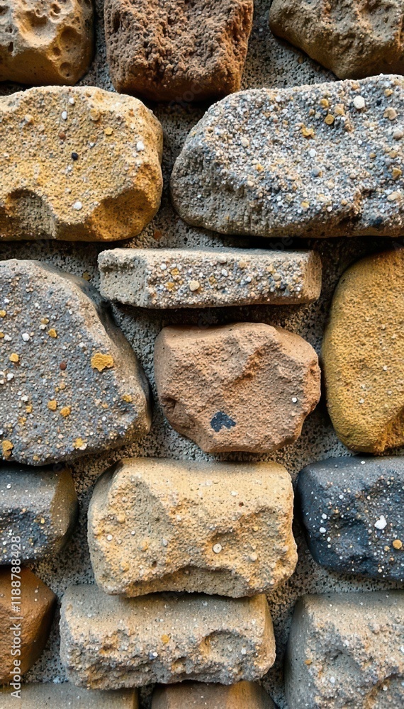 Closeup of a stone wall, showing varied textures, mortarless, detail Closeup of a stone wall, showing varied textures, mortarless, detail