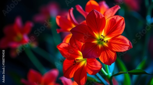 Close-Up of Vibrant gloing Flowers in Bloom with Soft Focus Background