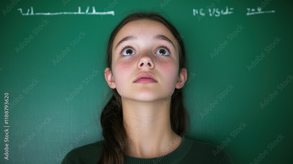 Focused high school student taking exam in classroom education context intense learning environment inspiring growth Focused high school student taking exam in classroom education context intense learning environment inspiring growth