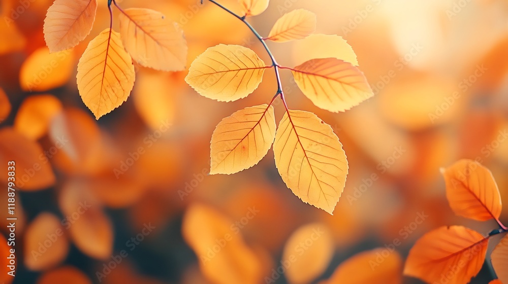 Vibrant Autumn Leaves in Warm Natural Backdrop with Copy Space Vibrant Autumn Leaves in Warm Natural Backdrop with Copy Space