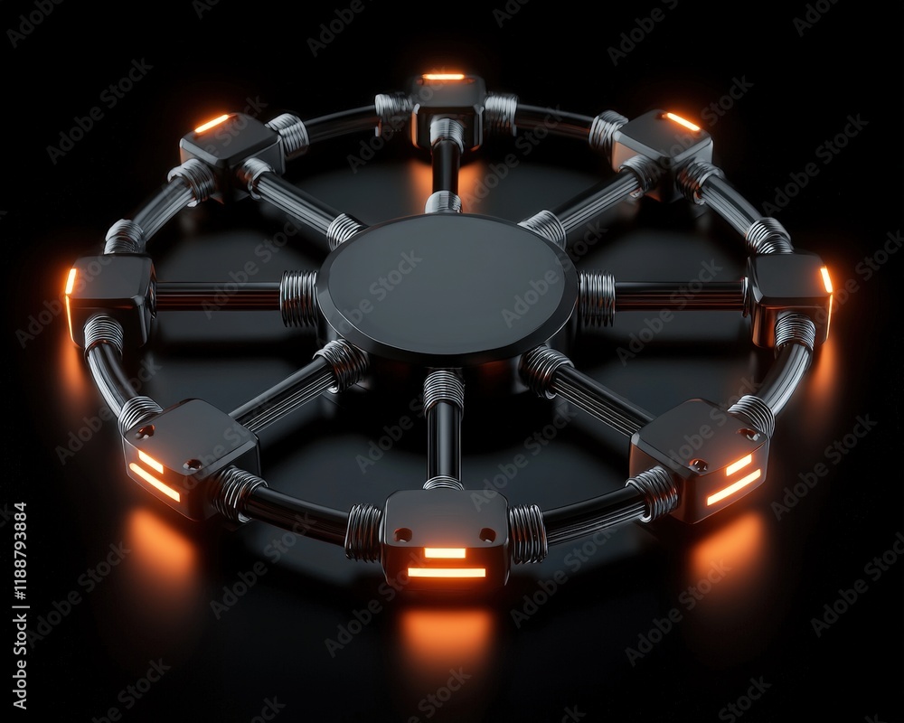 A symbolic glowing network icon symbolizing connectivity and service. A symbolic glowing network icon symbolizing connectivity and service.