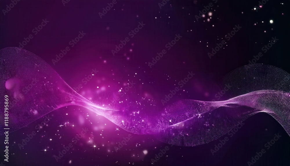 Obraz premium ethereal purple wave with starry cosmic background, digital abstract art for space themed design, futuristic or sci-fi projects
