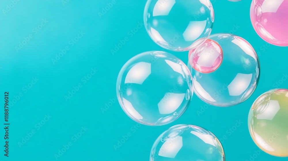 Floating Bubbles Against Bright Blue Background for Photography Floating Bubbles Against Bright Blue Background for Photography