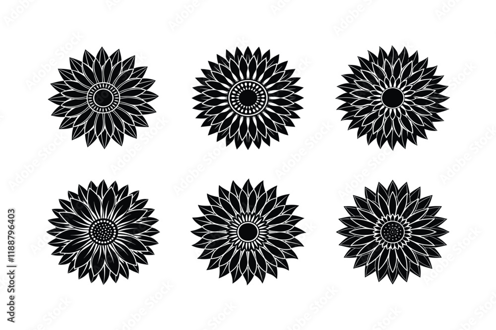 set of mandala silhouette art set of mandala silhouette art