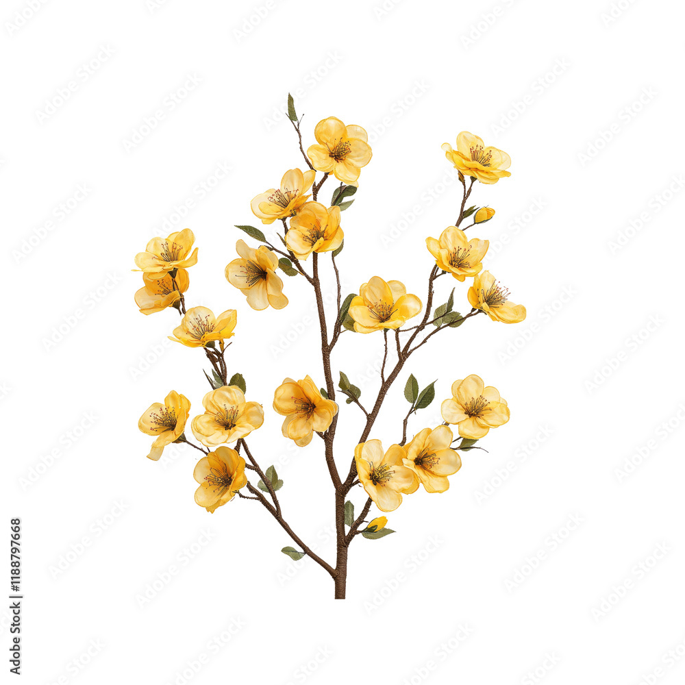Elegant Yellow Flower Branch, Spring Blossom, Artificial Floral Arrangement Elegant Yellow Flower Branch, Spring Blossom, Artificial Floral Arrangement