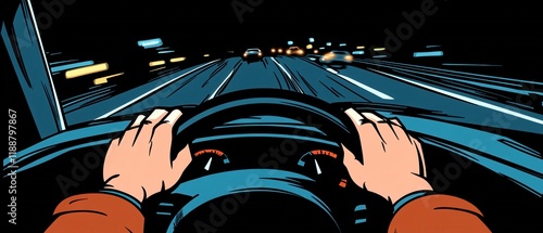 Night Drive Cityscape Highway Road Travel Journey Speed Car