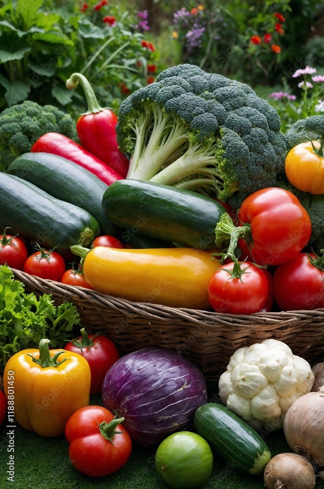 Vibrant Assortment of Fresh Vegetables in a Garden Vibrant Assortment of Fresh Vegetables in a Garden